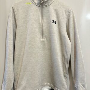 #2718 Under Armour Coldgear Sweatshirt Mens M Stone Beige Fleece Quarter Zip